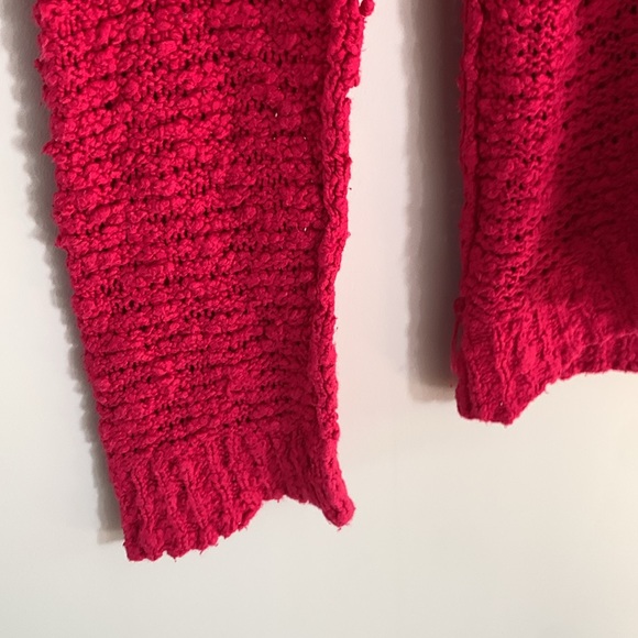 Free People Shaggy Bear Songbird Loose Knit Oversized Sweater Medium Fuchsia - Picture 6 of 11